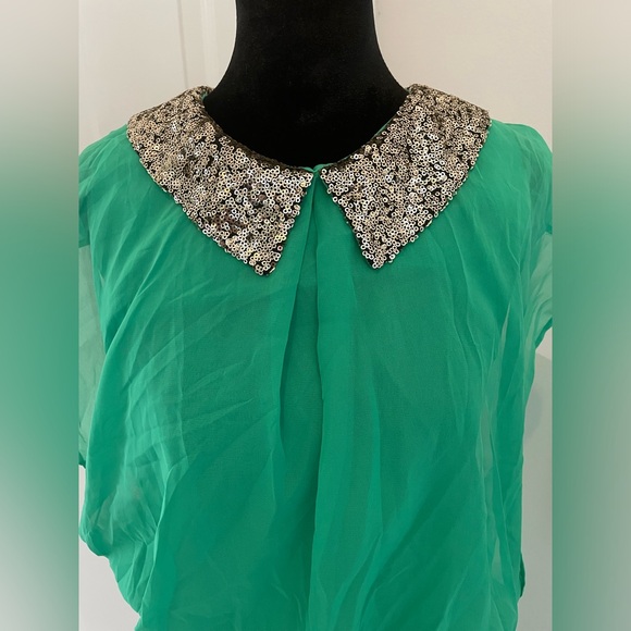 Vero Fashion green blouse with sequins size S - Picture 2 of 9